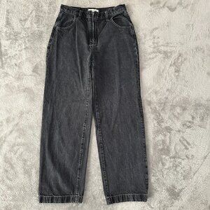 Madewell The Perfect Vintage Wide Leg Jeans 27 Black Bare Back Front Zipper